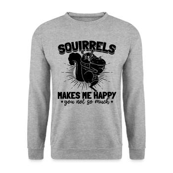 L’écureuil ne me rend pas si heureux - - Sweat-shirt Unisexe - gris chiné - Devant - Alina (178cm) & Michal (187cm)