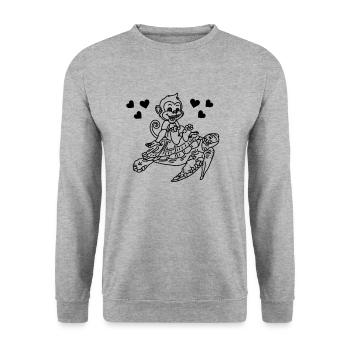 Funny monkey turtle and turtle - Unisex Sweatshirt - salt & pepper - Front - Alina (178cm) & Michal (187cm)