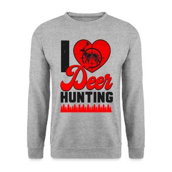 Buck Deer Hunting Hunter Heart - Unisex Sweatshirt - salt & pepper - Front - Alina (178cm) & Michal (187cm)