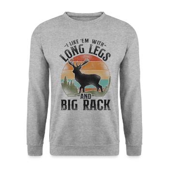 Buck Deer Hunting Hunter Vintage - Unisex Pullover - Weißgrau meliert - Vorne - Alina (178cm) & Michal (187cm)