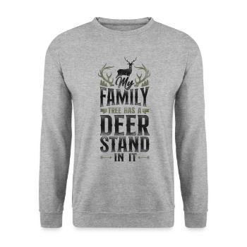 Buck Deer Hunting Hunter Vintage - Sweat-shirt Unisexe - gris chiné - Devant - Alina (178cm) & Michal (187cm)