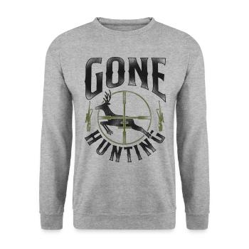 Buck Deer Hunting Hunter Vintage - Unisex Sweatshirt - salt & pepper - Front - Alina (178cm) & Michal (187cm)