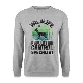Buck Deer Hunting Hunter Vintage - Unisex Pullover - Weißgrau meliert - Vorne - Alina (178cm) & Michal (187cm)