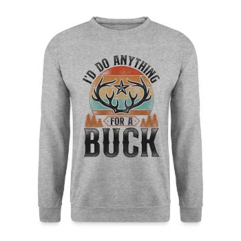 Buck Deer Hunting Hunter Pun - Unisex Pullover - Weißgrau meliert - Vorne - Alina (178cm) & Michal (187cm)