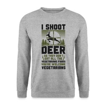 Buck Deer Hunting Hunter - Unisex Pullover - Weißgrau meliert - Vorne - Alina (178cm) & Michal (187cm)