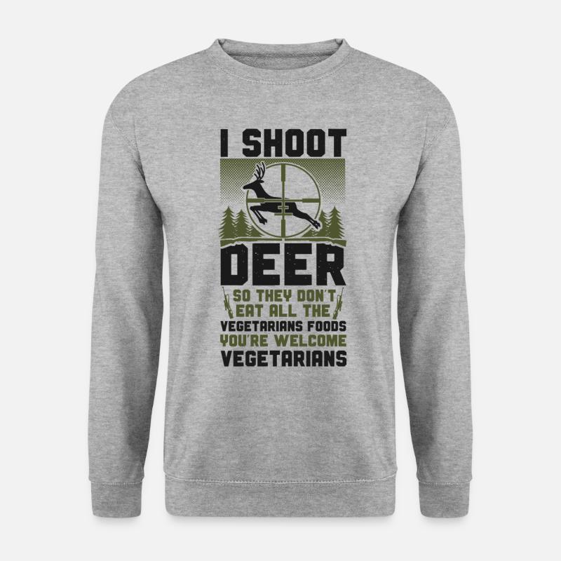 Buck Deer Hunting Hunter - Unisex Pullover - Weißgrau meliert