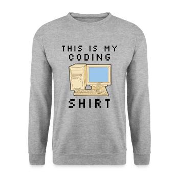 This Is My Coding Shirt Coder Programmer Computer - Unisex Pullover - Weißgrau meliert - Vorne - Alina (178cm) & Michal (187cm)