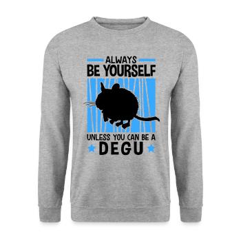 Dann sei ein Degu Nagetier Chile Degu - Unisex Pullover - Weißgrau meliert - Vorne - Alina (178cm) & Michal (187cm)