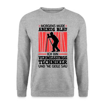 Ich bin Vermessungstechniker Vermesser - Unisex Pullover - Weißgrau meliert - Vorne - Alina (178cm) & Michal (187cm)