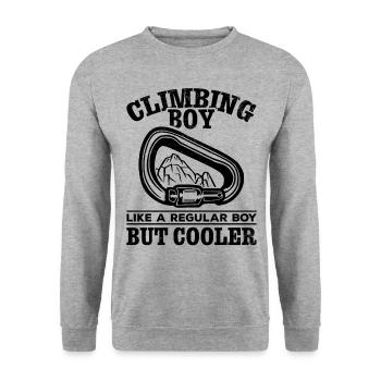 Climber Boy Climbing Bouldering Mountaineering Boy - Unisex Sweatshirt - salt & pepper - Front - Alina (178cm) & Michal (187cm)
