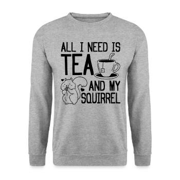 All I need is tea and my - Unisex Sweatshirt - salt & pepper - Front - Alina (178cm) & Michal (187cm)