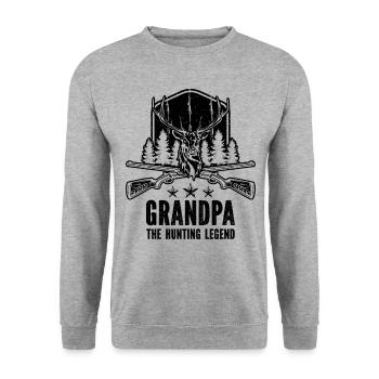Chasse au cerf Grand-père Grand-père La légende de la chasse - Sweat-shirt Unisexe - gris chiné - Devant - Alina (178cm) & Michal (187cm)