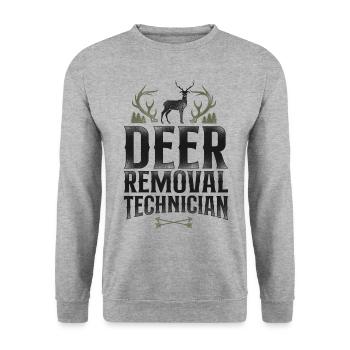 Buck Deer Hunting Hunter Vintage - Unisex Sweatshirt - salt & pepper - Front - Alina (178cm) & Michal (187cm)