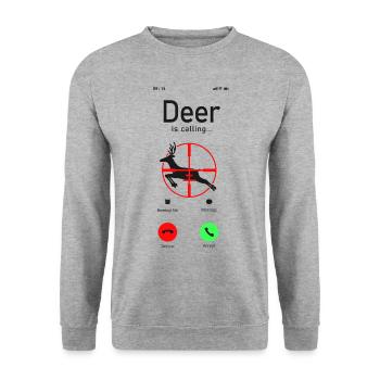 Buck Deer Hunting Hunter Téléphone - Sweat-shirt Unisexe - gris chiné - Devant - Alina (178cm) & Michal (187cm)