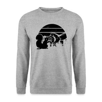 Squirrel Fist Push Squirrel Lover - Unisex Sweatshirt - salt & pepper - Front - Alina (178cm) & Michal (187cm)