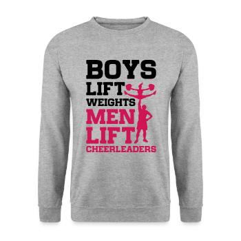 Boys Lift Weights Men Lift Cheerleaders Gymnast Ch - Unisex Pullover - Weißgrau meliert - Vorne - Alina (178cm) & Michal (187cm)