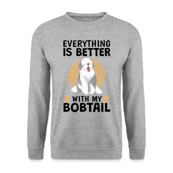 Everything better with Bobtail Old English Shepherd - Unisex Sweatshirt - salt & pepper - Front - Alina (178cm) & Michal (187cm)