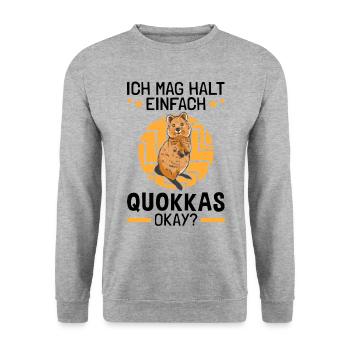 Mag einfach Quokkas Kurzschwanzkänguru - Unisex Pullover - Weißgrau meliert - Vorne - Alina (178cm) & Michal (187cm)