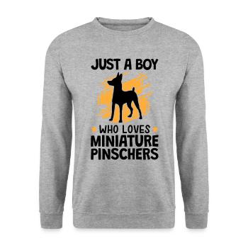 Garçon le pinscher nain aime Pinscher - Sweat-shirt Unisexe - gris chiné - Devant - Alina (178cm) & Michal (187cm)