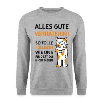 Kollegin Humorvolles Abschiedsgeschenk - Unisex Pullover - Weißgrau meliert - Vorne - Alina (178cm) & Michal (187cm)