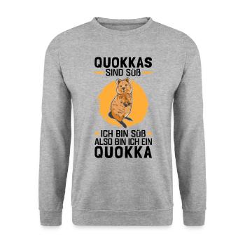 Quokkas sind süß Kurzschwanzkänguru - Unisex Pullover - Weißgrau meliert - Vorne - Alina (178cm) & Michal (187cm)