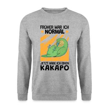 Kakapo früher war ich normal flugunfähiger Papagei - Unisex Pullover - Weißgrau meliert - Vorne - Alina (178cm) & Michal (187cm)