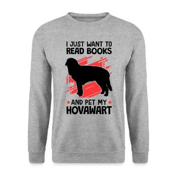I want to read books and stroke Hovawart - Unisex Sweatshirt - salt & pepper - Front - Alina (178cm) & Michal (187cm)