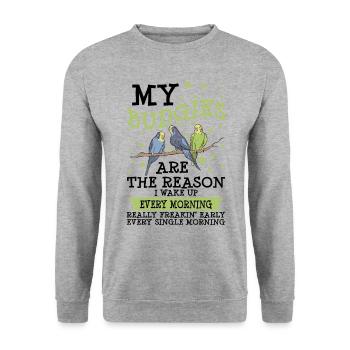 Ma perruche Perroquet Perruche - Sweat-shirt Unisexe - gris chiné - Devant - Alina (178cm) & Michal (187cm)
