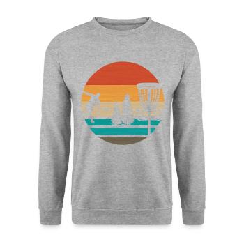 Weinlese-frisbee-disc-golf - Unisex Pullover - Weißgrau meliert - Vorne - Alina (178cm) & Michal (187cm)