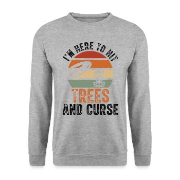 Je suis ici pour jouer à Trees Disc Golf Vintage Ultimate - Sweat-shirt Unisexe - gris chiné - Devant - Alina (178cm) & Michal (187cm)
