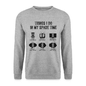 Drôle de Frisbee-loisirs-disc-golf-vendanges - Sweat-shirt Unisexe - gris chiné - Devant - Alina (178cm) & Michal (187cm)