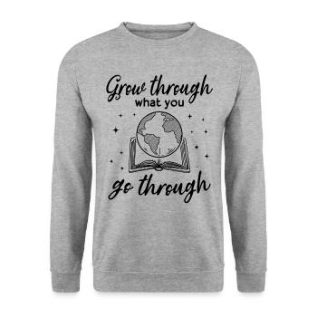 Grow Through What You Go Through Book Lovers - Unisex Sweatshirt - salt & pepper - Front - Alina (178cm) & Michal (187cm)