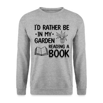 Book Gardening I'd Rather Be In My Garden Reading - Unisex Pullover - Weißgrau meliert - Vorne - Alina (178cm) & Michal (187cm)