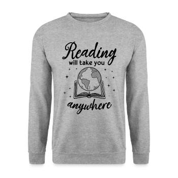 Reading Will Take You Anywhere - Read Books Book - Unisex Sweatshirt - salt & pepper - Front - Alina (178cm) & Michal (187cm)