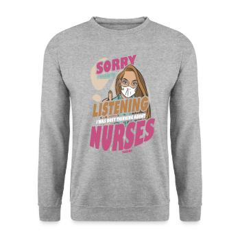 Désolé, je n’écoutais pas, je pensais à Nurs - Sweat-shirt Unisexe - gris chiné - Devant - Alina (178cm) & Michal (187cm)