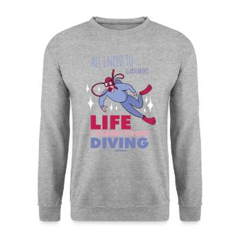 All I Need To Learn About Life Diving - Unisex Pullover - Weißgrau meliert - Vorne - Alina (178cm) & Michal (187cm)