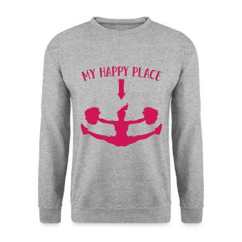 My Happy Place Cheerleading Cheerleader Gymnast Da - Unisex Pullover - Weißgrau meliert - Vorne - Alina (178cm) & Michal (187cm)