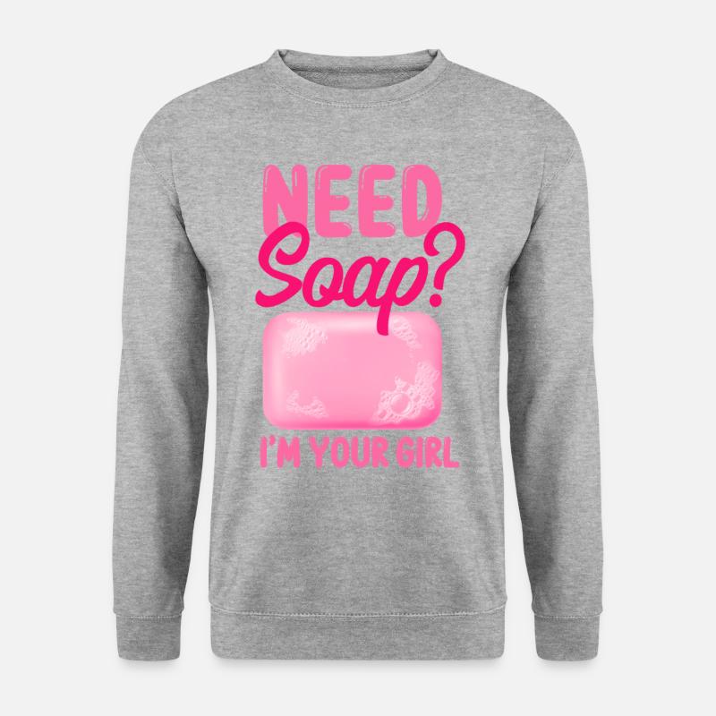 Soap Making Crafting Need Soap? - Unisex Pullover - Weißgrau meliert