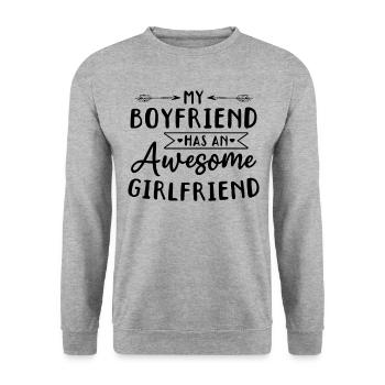 My Boyfriend Has An Awesome Girlfriend - Unisex Pullover - Weißgrau meliert - Vorne - Alina (178cm) & Michal (187cm)