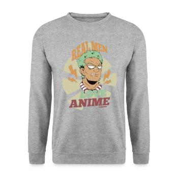 I Love Anime Japan Manga Cosplay Nerd Gift - Unisex Sweatshirt - salt & pepper - Front - Alina (178cm) & Michal (187cm)