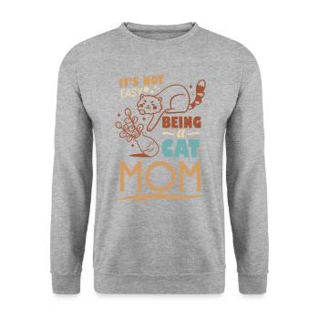 Katzenmama - Unisex Pullover - Weißgrau meliert - Vorne - Alina (178cm) & Michal (187cm)