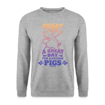 Cochon - Sweat-shirt Unisexe - gris chiné - Devant - Alina (178cm) & Michal (187cm)