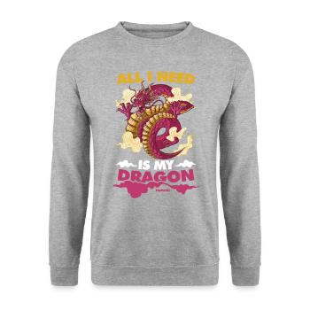 All I Need Is My Dragon - Unisex Pullover - Weißgrau meliert - Vorne - Alina (178cm) & Michal (187cm)