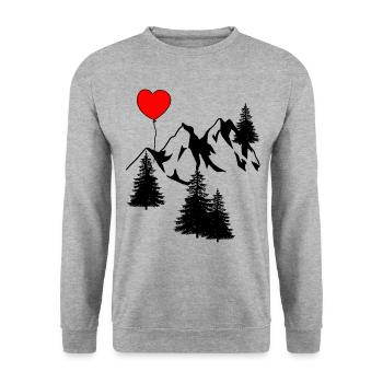 Warm Alps Mountains Alm Greetings Tyrol Mountains Nature - Unisex Sweatshirt - salt & pepper - Front - Alina (178cm) & Michal (187cm)