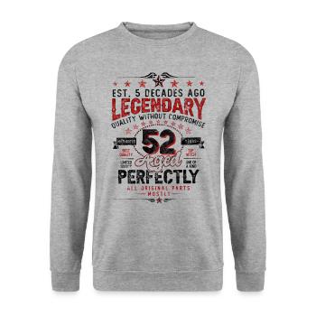 Vintage Légendaire - Vieilli parfaitement 52ème anniversaire - Sweat-shirt Unisexe - gris chiné - Devant - Alina (178cm) & Michal (187cm)
