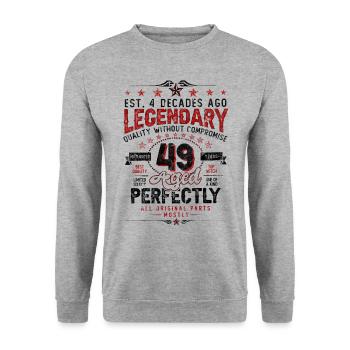 Vintage Légendaire - Vieilli parfaitement 49ème anniversaire - Sweat-shirt Unisexe - gris chiné - Devant - Alina (178cm) & Michal (187cm)