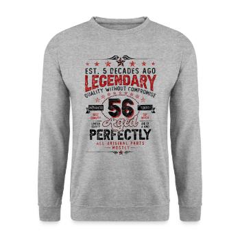 Vintage Légendaire - Vieilli parfaitement 56ème anniversaire - Sweat-shirt Unisexe - gris chiné - Devant - Alina (178cm) & Michal (187cm)