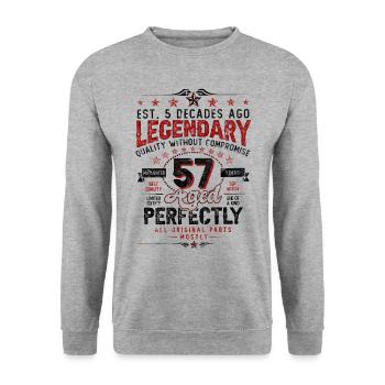 Vintage Légendaire - Vieilli parfaitement 57ème anniversaire - Sweat-shirt Unisexe - gris chiné - Devant - Alina (178cm) & Michal (187cm)