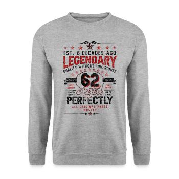 Vintage Légendaire - Vieilli parfaitement 62ème anniversaire - Sweat-shirt Unisexe - gris chiné - Devant - Alina (178cm) & Michal (187cm)
