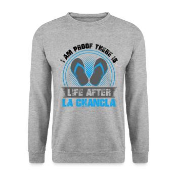 Life after La Chancla, Spanish, Mexican, - Unisex Sweatshirt - salt & pepper - Front - Alina (178cm) & Michal (187cm)